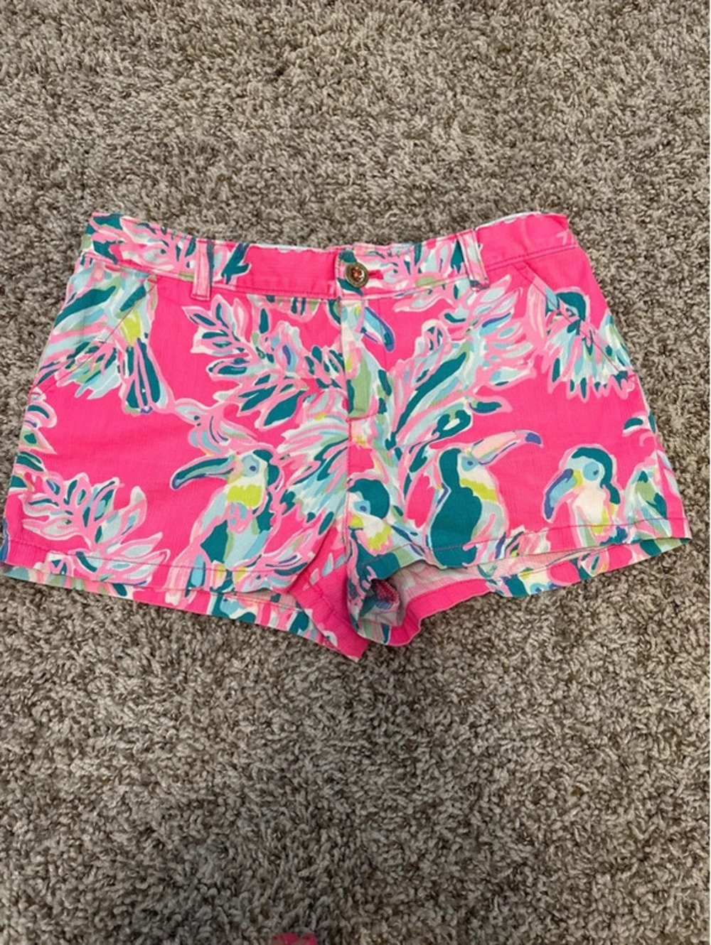Lilly Pulitzer Girl’s Pink Shorts with Tropical Print size 14 EUC